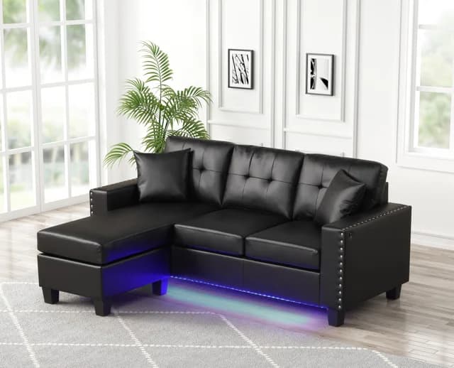 Messi Black PU - Reversible Sectional  | image 1