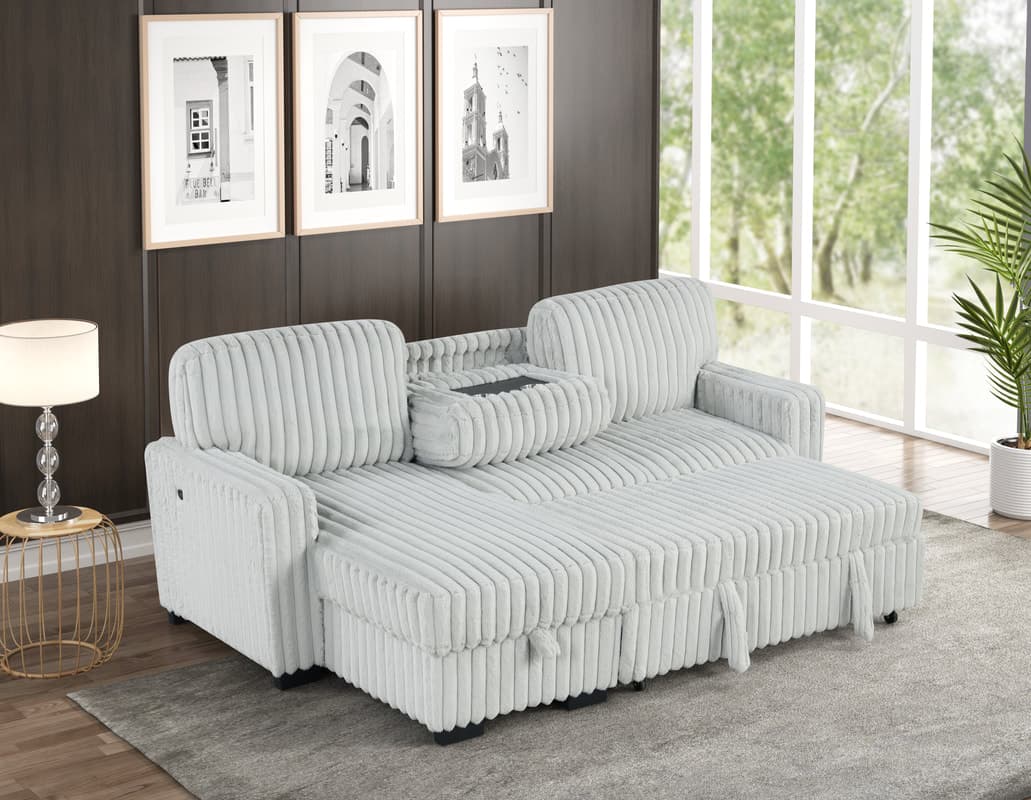 Poland Mocha Reversible Sectional With Pull-Out Bed  | image 1
