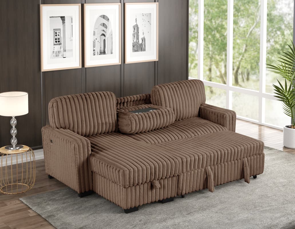 Poland Mocha Reversible Sectional With Pull-Out Bed  | image 2