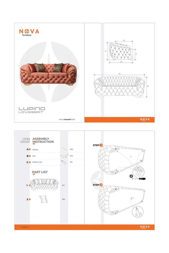 Lupino Ivory Velvet Sofa 95" & Loveseat 82"  | image 3