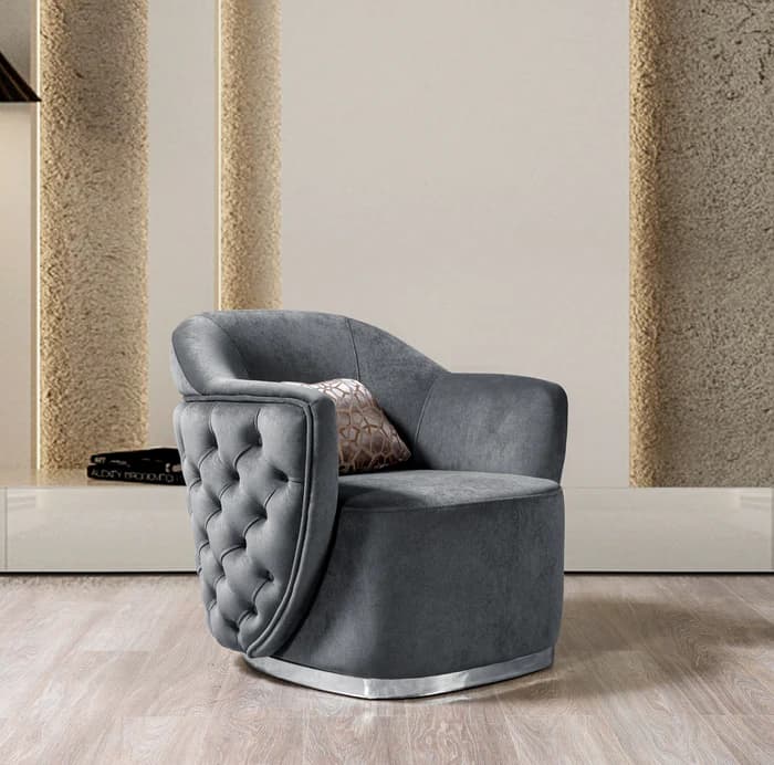 Victoria Gray Velvet Chair  | image 1