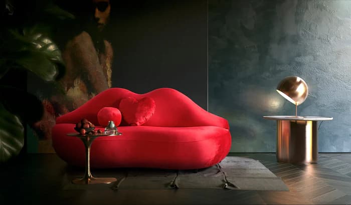 Lips Red Velvet Loveseat 81"  | image 1