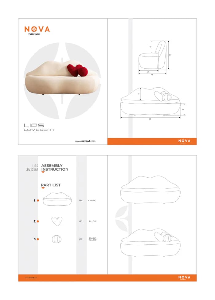 Lips Red Velvet Loveseat 81"  | image 2