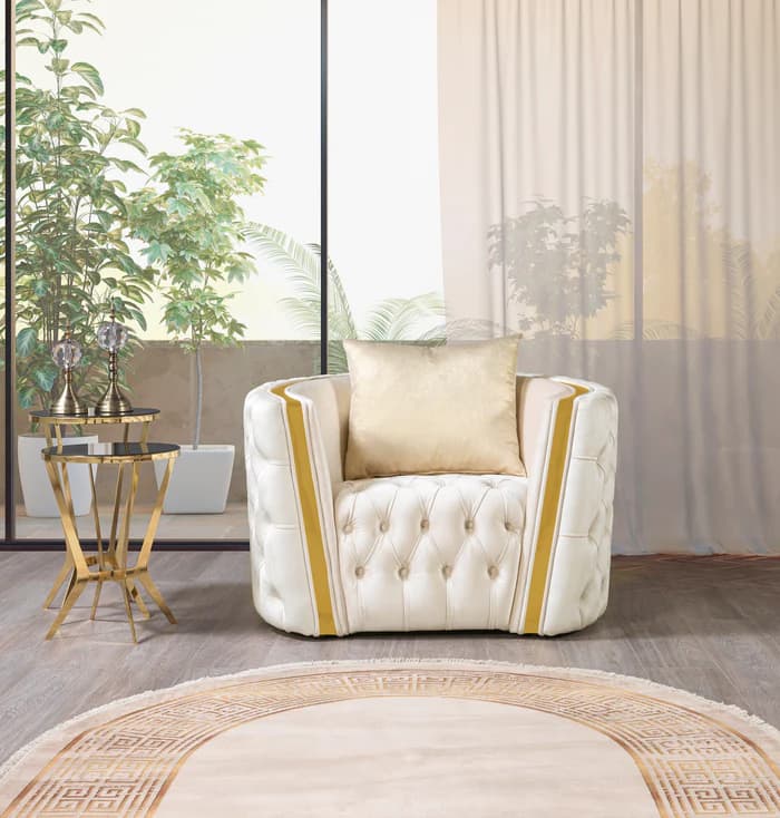 Fanci Ivory Velvet Chair  | image 1
