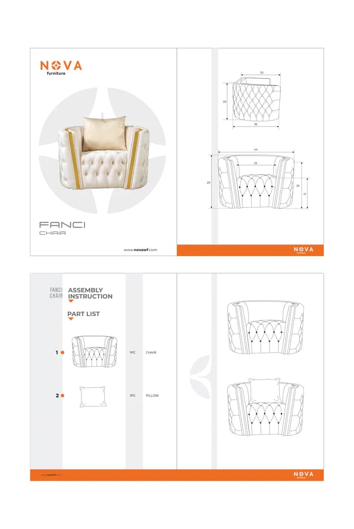 Fanci Ivory Velvet Chair  | image 2