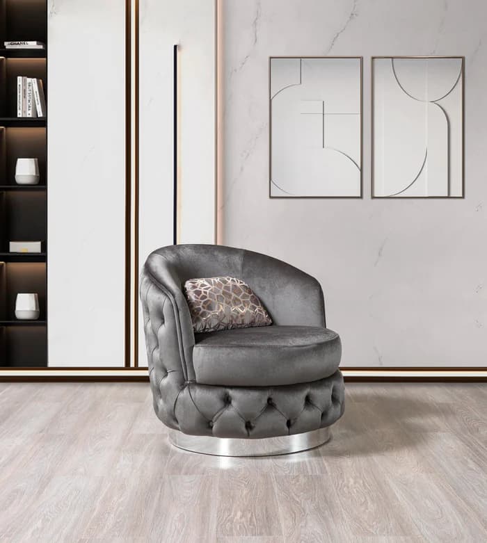 Lupino Gray Velvet Chair  | image 1