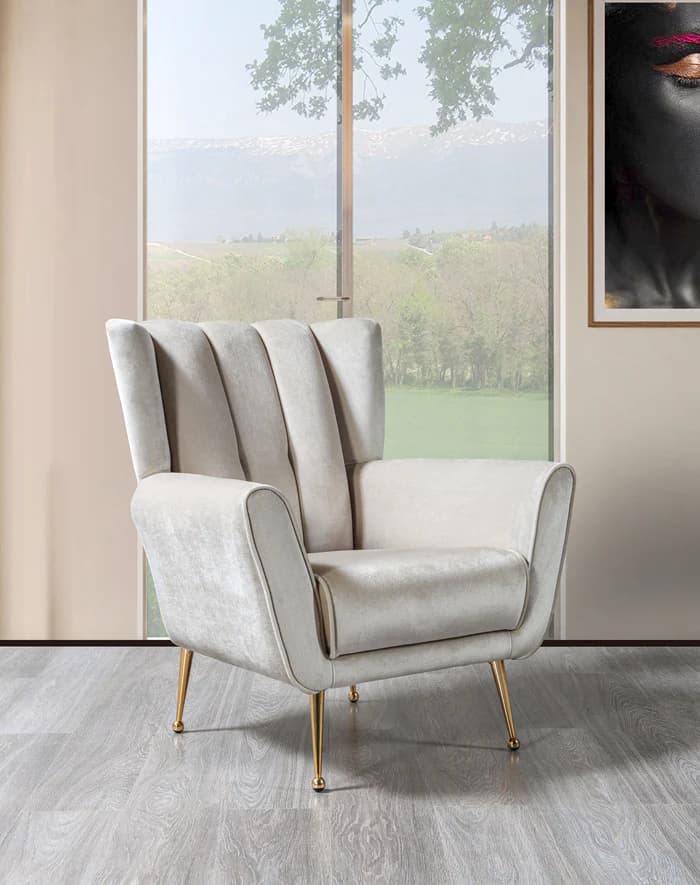 Merida Ivory Velvet Chair  | image 1