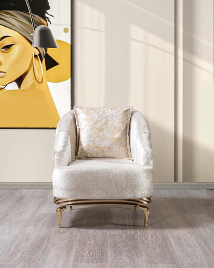 Santana Ivory Velvet Chair  | image 1