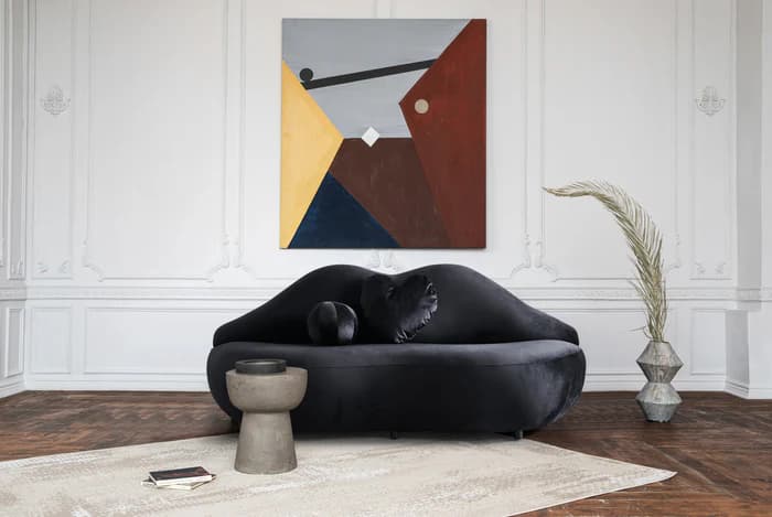 Lips Black Velvet Loveseat 81"  | image 1