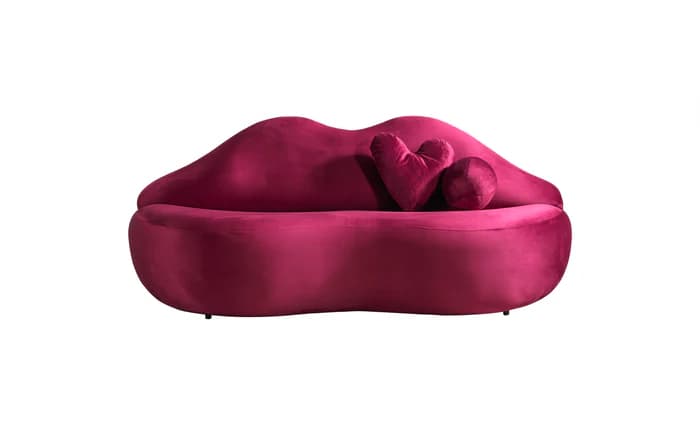 Lips Maroon Velvet Loveseat 81"  | image 8