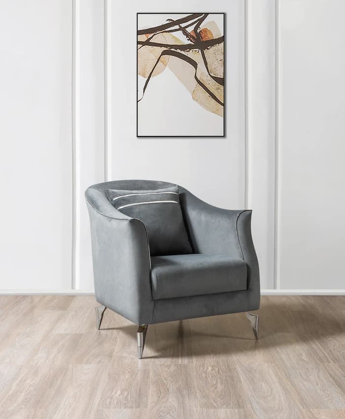 Belinda Gray Velvet Chair  | image 1