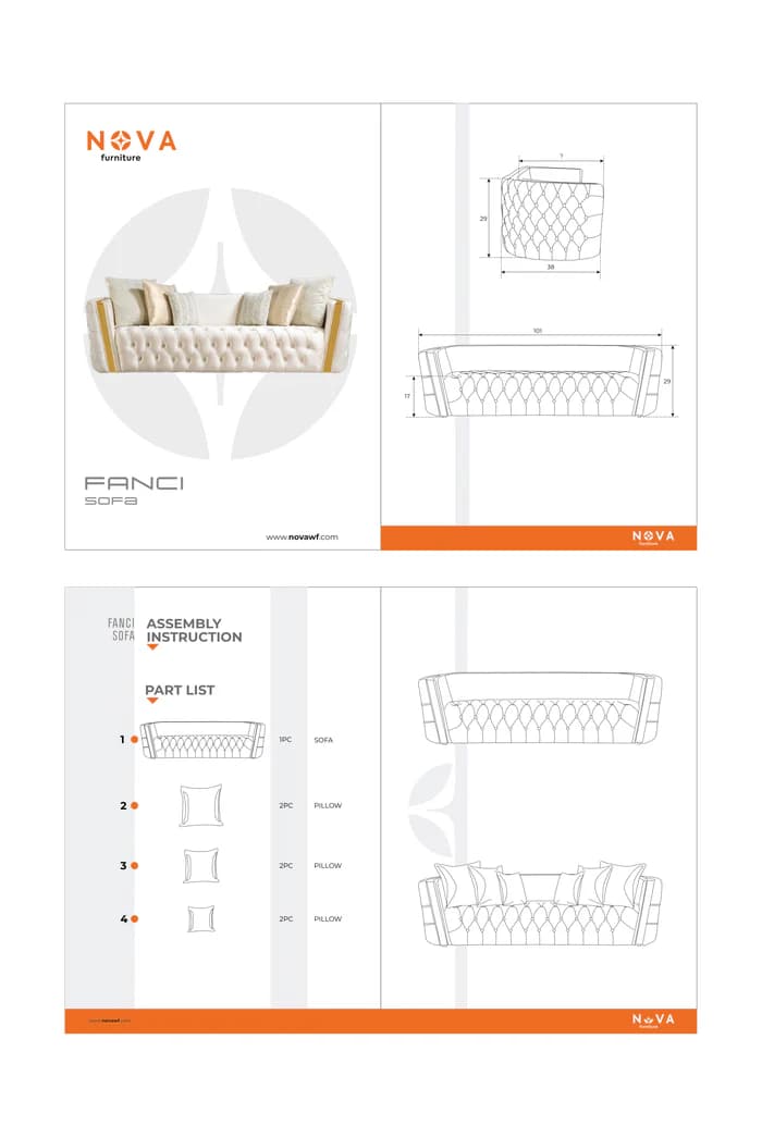 Fanci Ivory Velvet Sofa 94" & Loveseat 82"  | image 4
