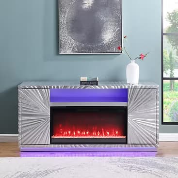A-F06 Selene Silver Leaf Fireplace  | image 1