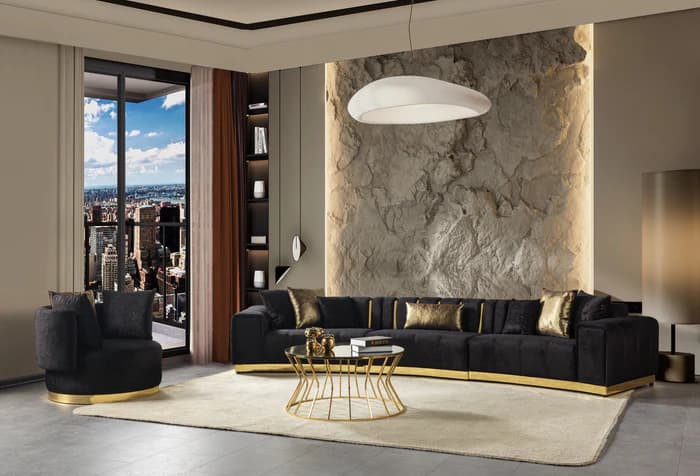 Michelle Velvet 3-Piece Curved 165" Sectional  | image 1