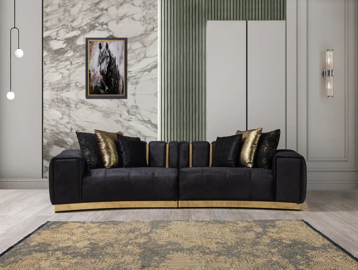 Michelle Black Velvet 2-Piece Curved 118" Sectional  | image 6
