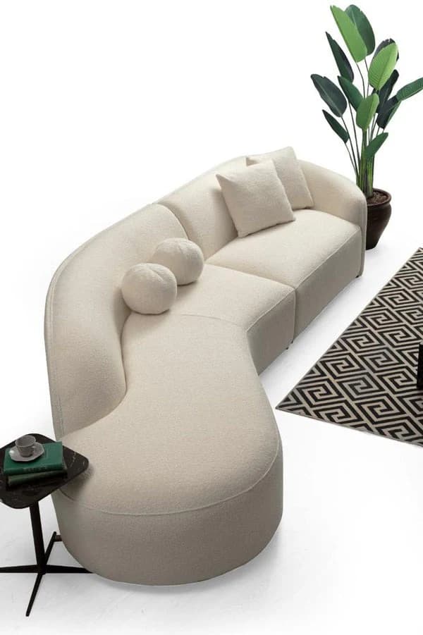 Cloe Ivory Boucle Curved 134" LAF Sectional  | image 3