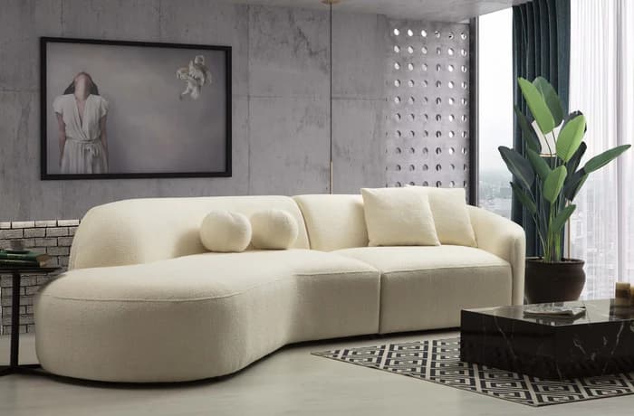 Cloe Ivory Boucle Curved 134" LAF Sectional  | image 4