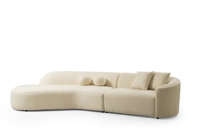 Cloe Ivory Boucle Curved 134" LAF Sectional  | image 5