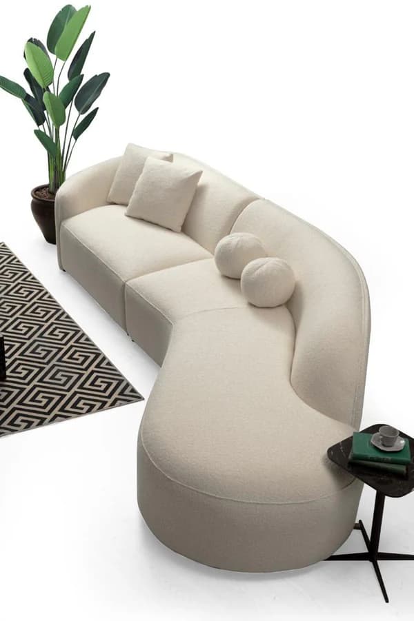 Cloe Ivory Boucle Curved 134" RAF Sectional  | image 4