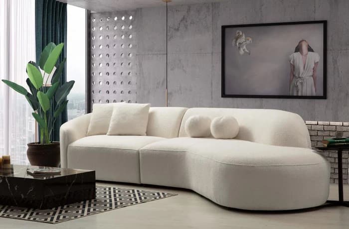 Cloe Ivory Boucle Curved 134" RAF Sectional  | image 5
