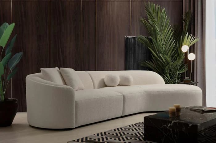 Cloe Ivory Boucle Curved 134" RAF Sectional  | image 6