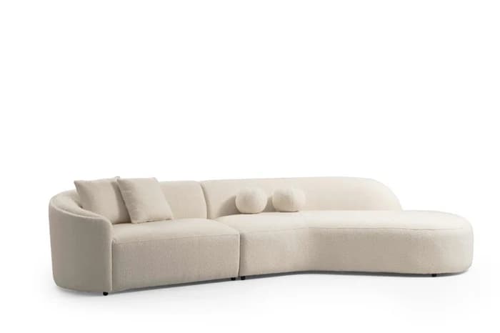 Cloe Ivory Boucle Curved 134" RAF Sectional  | image 8