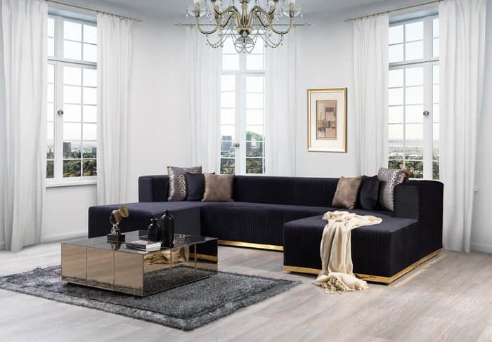 Juliana Black Velvet 4-Piece 140" Sectional  | image 5
