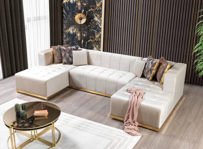 Elisha Velvet Double Chaise 140" Sectional  | image 3