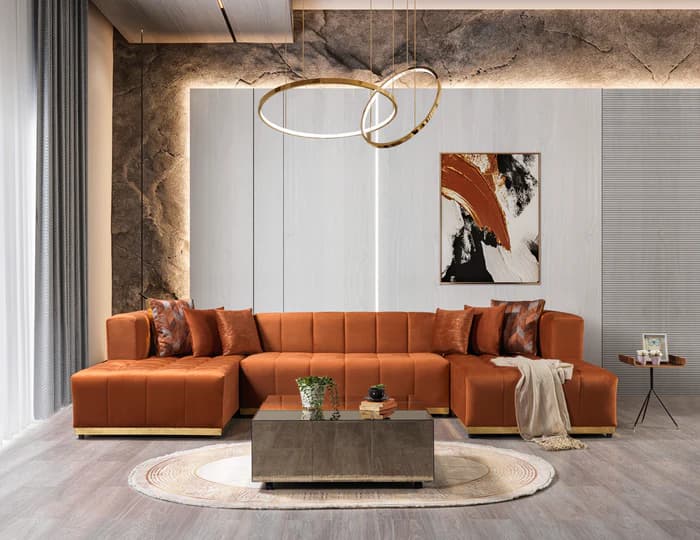 Elisha Velvet Double Chaise 140" Sectional  | image 8