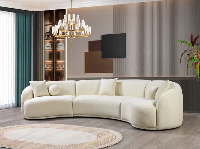 Bonita Ivory Boucle 3-Piece Curved 138"  | image 5