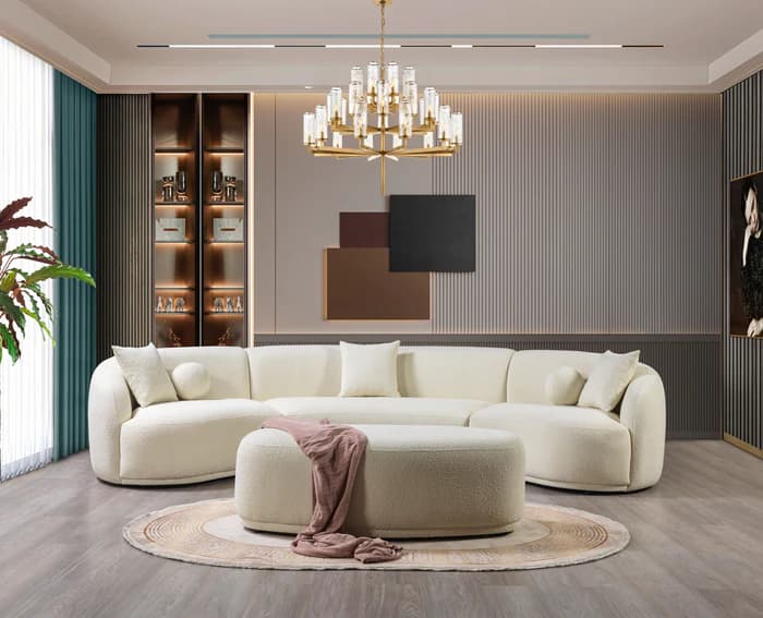 Bonita Ivory Boucle 3-Piece Curved 138"  | image 7