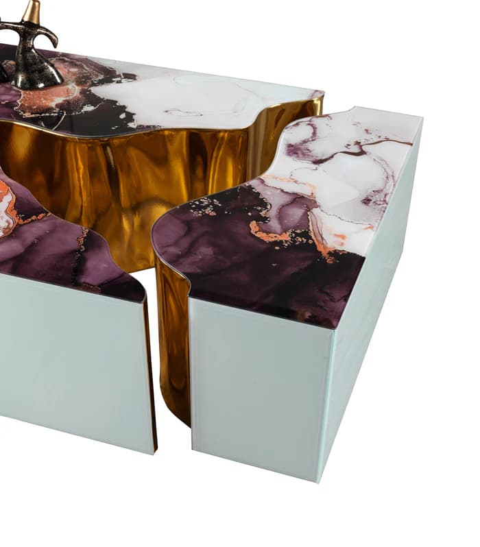 Dream White Marble 3 Pc Coffee Table  | image 4