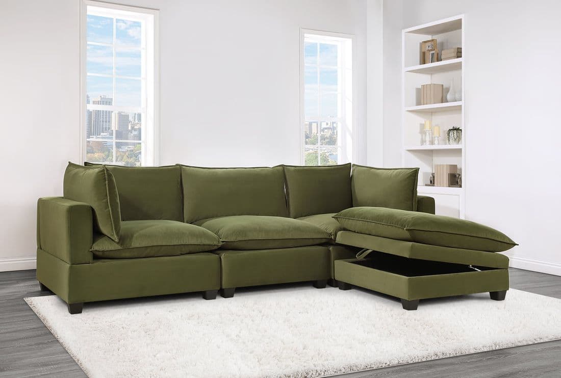 Cloud2 Olive Velvet Modular Sectional  | image 1