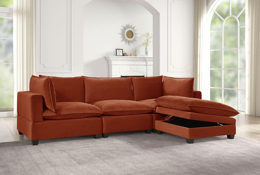 Cloud2 Rust Velvet Modular Sectional  | image 1