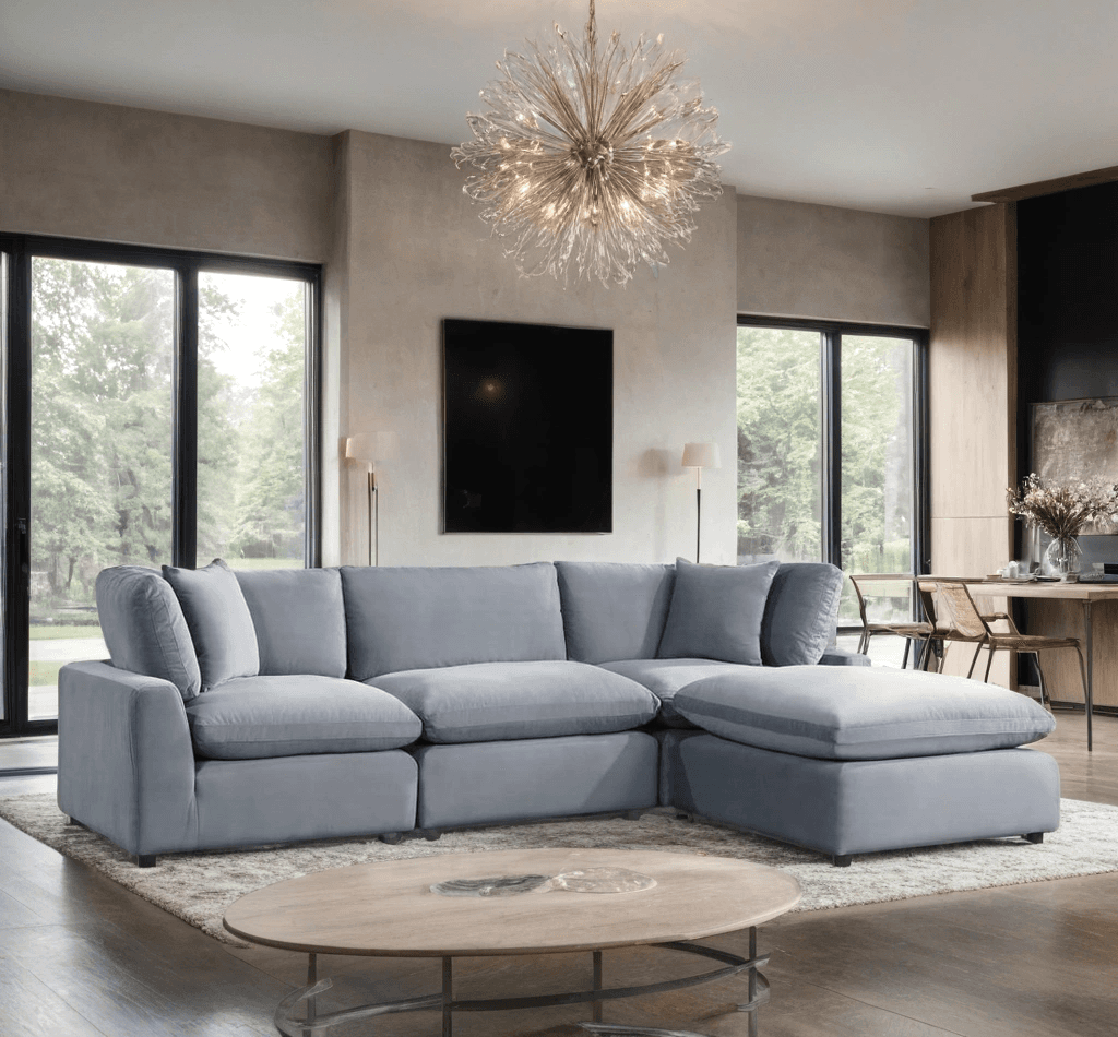 SKY Gray Velvet Modular Sectional  | image 1