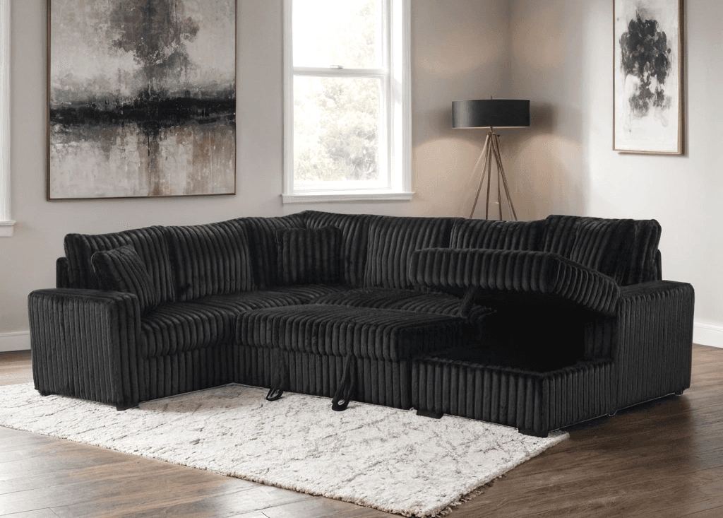 Sonic Black Sectional With Pull-Out Bed | image 1
