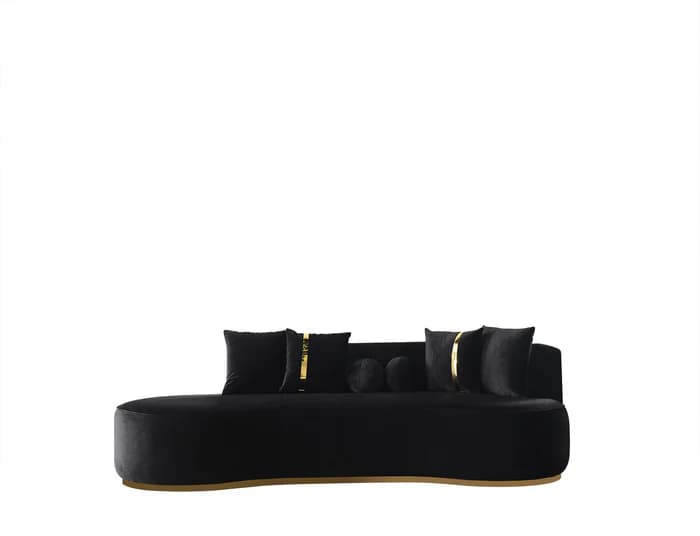 Ella Black Velvet 106" Chaise Lounge | image 6