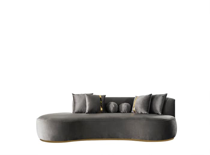Ella Gray Velvet 106" Chaise Lounge | image 4