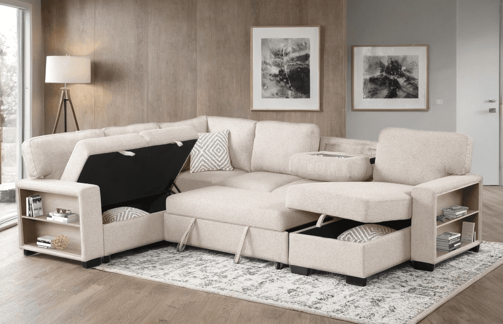 Atlantic Beige Sectional With Pull-Out Bed | image 1