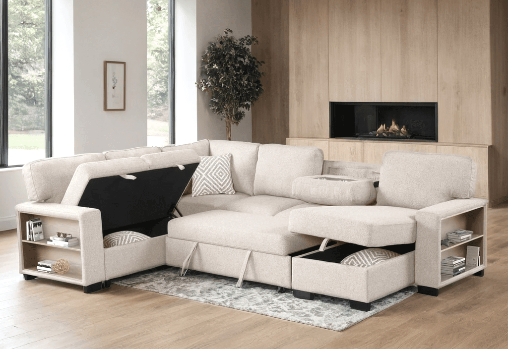 Atlantic Beige Sectional With Pull-Out Bed | image 2