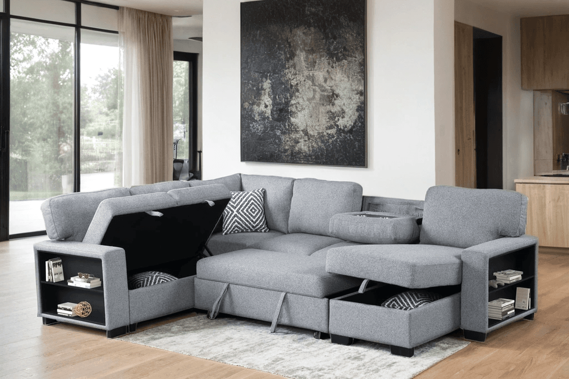 Atlantic Gray Sectional With Pull-Out Bed | image 1