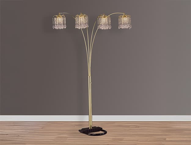 4893G RAIN DROP ARC LAMP 84"H GOLD | image 1