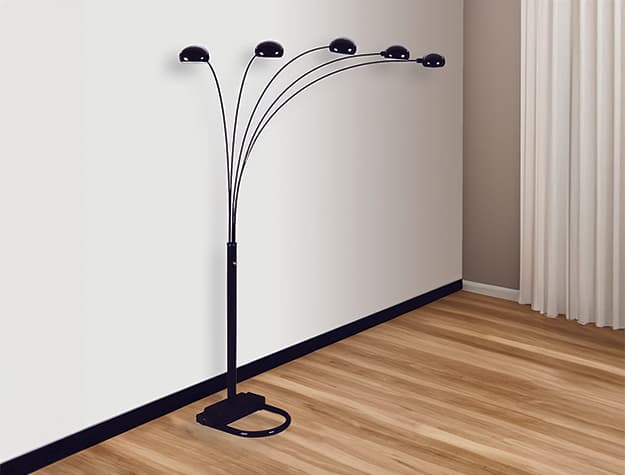 4888B-BK PEACOCK SHADE FLOOR LAMP BK 82"H | image 1