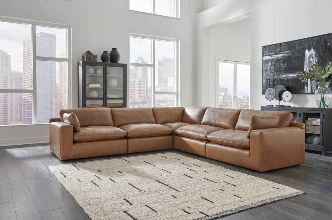 Ashley 309-01 - 5PC Genuine Leather Sectional Set | image 3