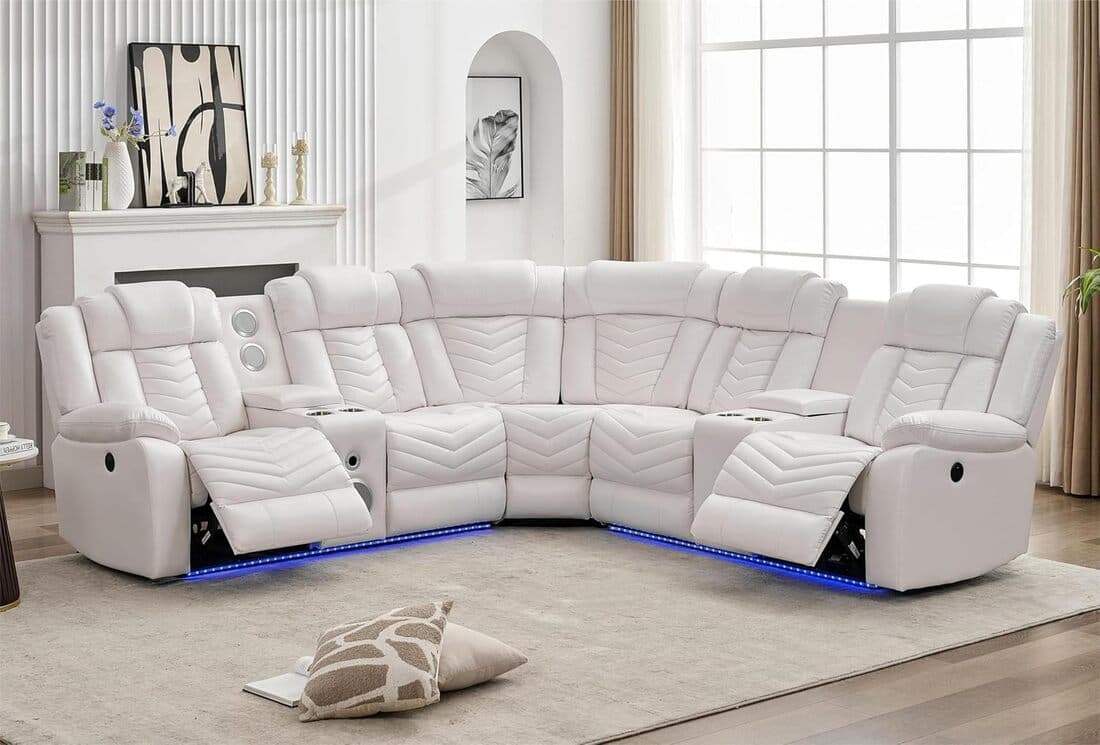 ACE27 White Reclining Sectional | image 1