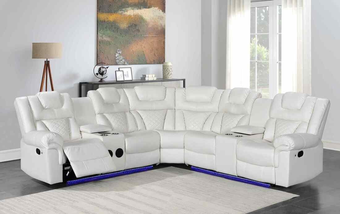 Alexa2023 White Reclining Sectional | image 1