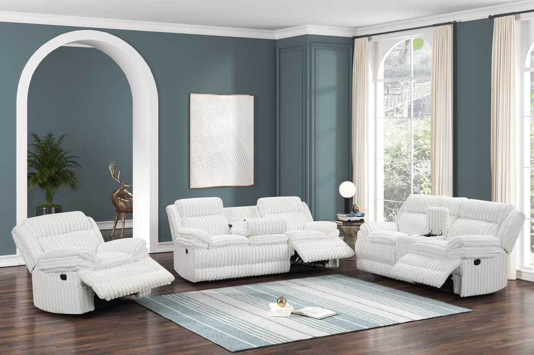 Heaven - White 3pc Reclining Set | image 1