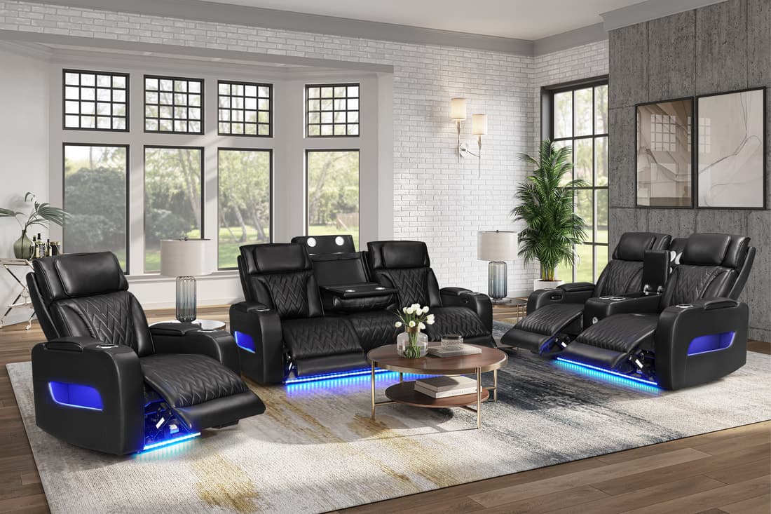 DUBAI 3PC Black Power Reclining Set | image 1