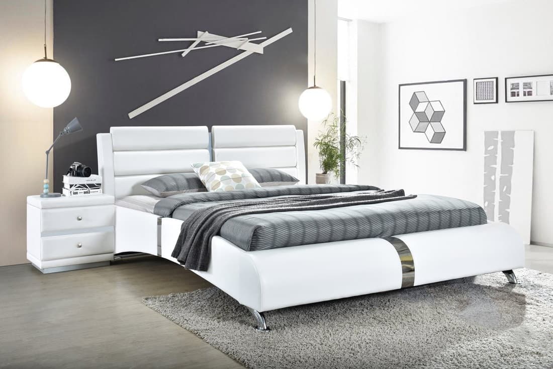 Vegas White Platform Bed - Queen, King | image 1