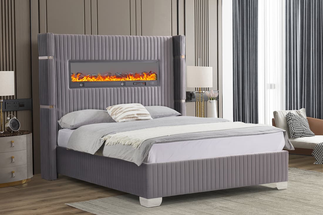 Romance Gray Platform Bed Queen | image 1